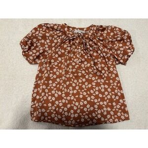 Ann Taylor Loft‎ Size XS Multicolor Floral Womens Tie Front Peasant Blouse